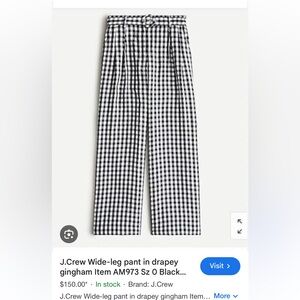 J crew WIDE-LEG PANT IN DRAPEY GINGHAM